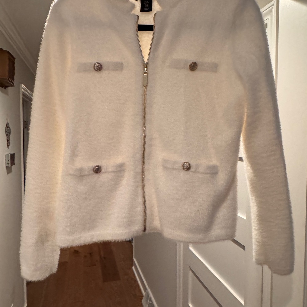 Adrienne Vittadini Cream Teddy Jacket